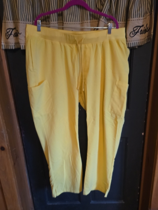 Mandala Pants - Yellow Drawstring Women's Scrub Pants